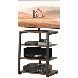 English Elm HOMCOM Compact TV Stand with Adjustable Shelves, Cable Management & Steel Frame for Small Rooms Rustic Brown W2225P229468