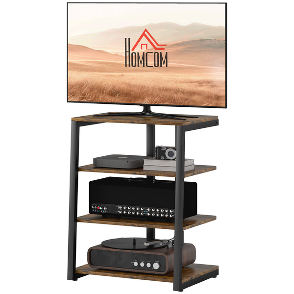 English Elm HOMCOM Compact TV Stand with Adjustable Shelves, Cable Management & Steel Frame for Small Rooms Rustic Brown W2225P229468