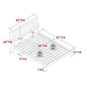 English Elm Walker Edison - Mid-Century Solid Pine Queen Spindle Bed Frame with Slat-Back Design, Warp-Resistant Slats, Sturdy Support Black 84.5 L x 25 W x 5 H B185P169114