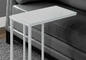 English Elm Accent C-Table with Frosted Tempered Glass Top and Sleek Metal Base for Living Room Snacks and Devices White 26 L x 13 W x 5 H B2710P219167