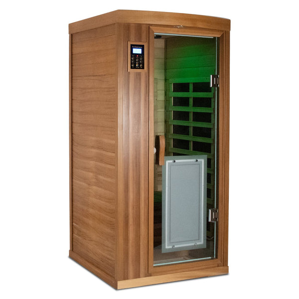 English Elm Low Emf Far Infrared Cedar Sauna with Bluetooth Audio and Eight Heating Panels W632S00023
