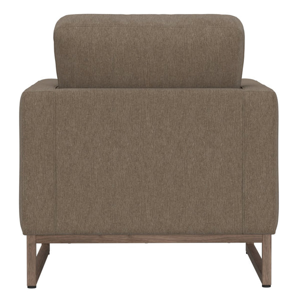 English Elm Beige Upholstered Accent Chair with Wood Sled Base for Modern Living Spaces B2709P474859