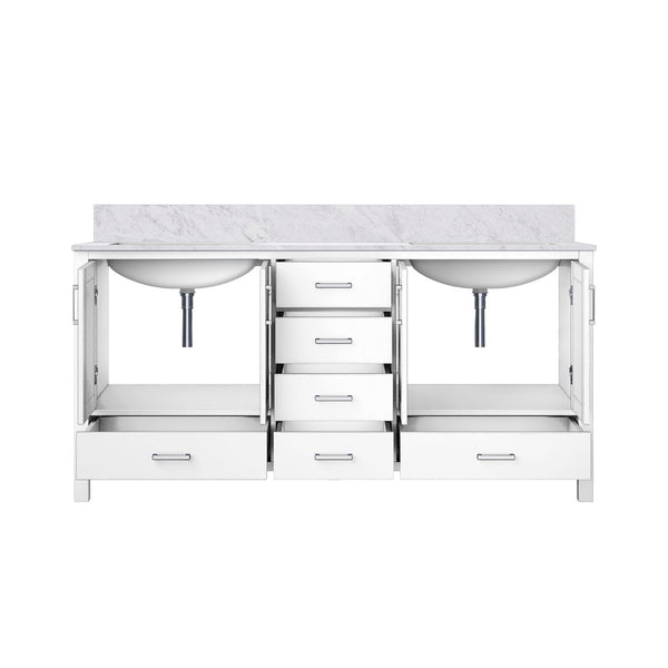 English Elm White Double Bath Vanity With Carrara Marble Top – Elegant Design, Ample Storage & Timeless Finish B2731P258901-GIGA