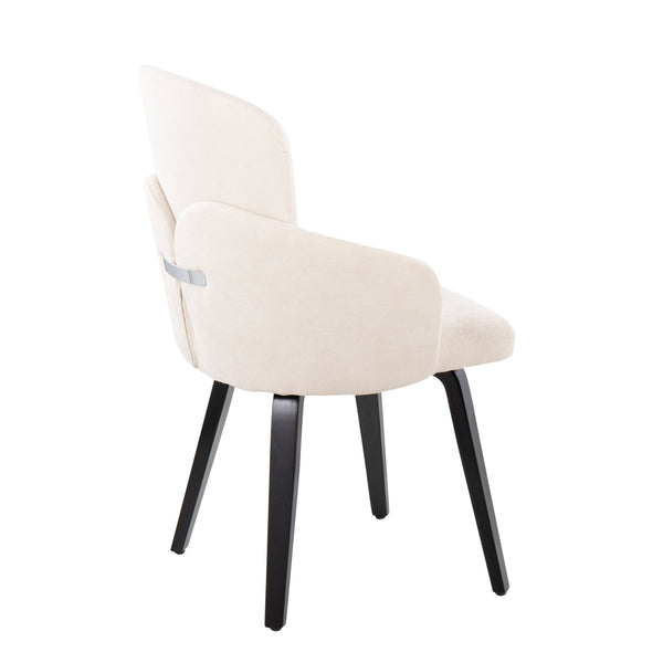 English Elm Dahlia Contemporary Dining Chair Set Of 2 In Black Wood & Cream Fabric With Chrome Accent Elegance B202S01207