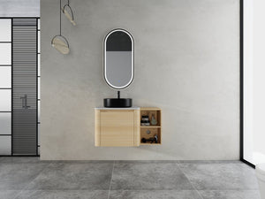 English Elm 36'' Wall-Mounted Bathroom Vanity With Artistic Ceramic Sink, Soft-Close Door & Space-Saving Storage W999S00468