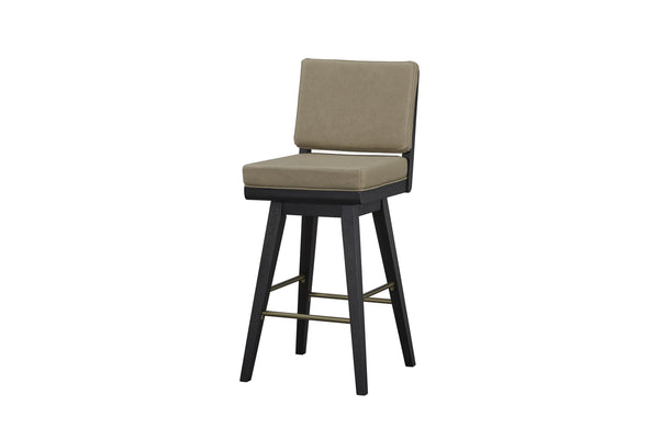 English Elm Latte Swivel Counterstool Set Wood Frame Auto-return Seat for Kitchen Islands Black B2699P469526