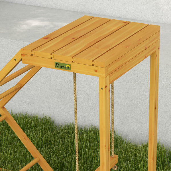 English Elm PawHut Stylish Cat Kennel End Table with Sliding Doors, Steel & Wood Look Pet House with Cushion Yellow W2225P173776