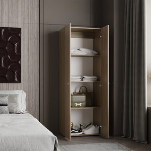 English Elm Home 2 Door Closet System Natural Oak – Compact 66.9" H Wardrobe with 4 Fixed Shelves, Durable Storage Solution B070P351133