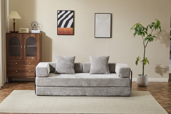 English Elm Floor Couch - Convertible Chenille Sofa Bed With Pillow Support For Ultimate Comfort In Any Space W3723P344872