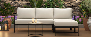 English Elm U_style Outdoor L-shaped Sectional Iron Frame Patio Sofa with Thick Foam Cushions Beige WY000480AAA