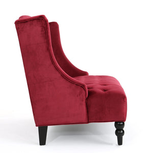 English Elm Christopher Knight Home® - LOVESEAT wingback velvet button-tufted diamond stitch loveseat with plush comfort and durable sheen WINE RED 61186.00NVLTWIN