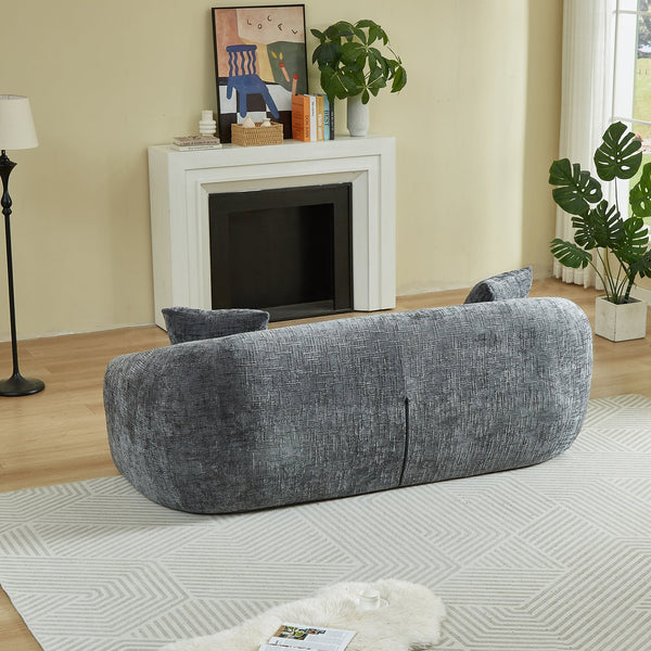 English Elm 87-inch Curved Chenille Convertible Sofa Recliner Bed with Pull-out Base for Living Room Grey W3505P452805