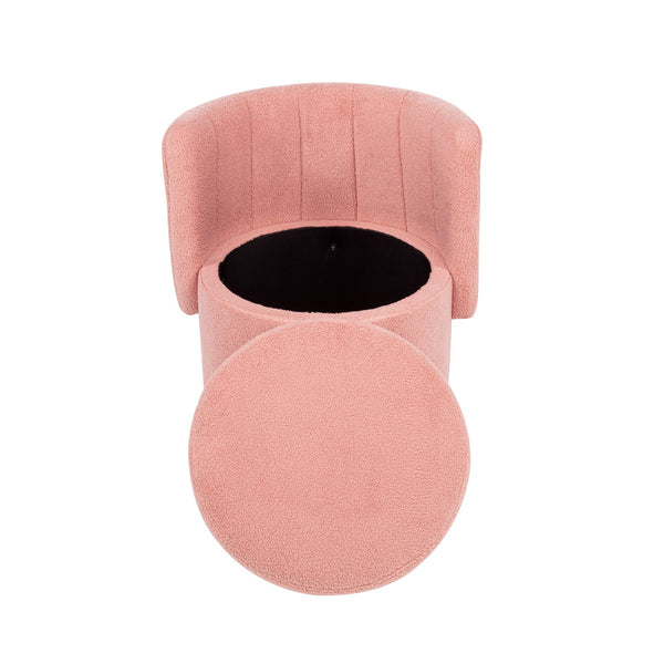 English Elm 360 Swivel Bouclé Sofa Chair with Hidden Storage Compartment, Ergonomic Plush Cushioning for Cozy Living Spaces Pink 28.75 L x 28 W x 20.5 H W1716P196479