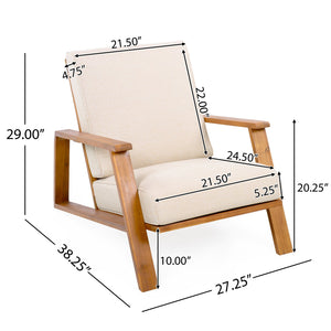 English Elm Christopher Knight Home® - Patio Lounge Chair - Weather-Resistant Beige Cushion & Teak Acacia Wood Frame For Outdoor Elegance N779P291591T