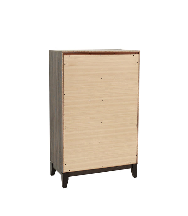 English Elm Bedroom Rustic Grey Oak Tall Chest 5-Drawer Solidwood Style Pine Storage Cabinet 31x16x50" B011P250826