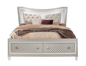 English Elm CROSS Glam Champagne Queen Bed with LED Headboard, Solid Wood/MDF, Acrylic Legs & Jewel Accents B201S00136