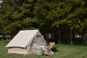 English Elm Inflatable Glamping Tent 4 Season Waterproof Air Beam Frame Shelter for 4 to 6 Persons Beige W640P244842