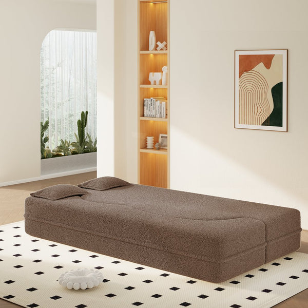 English Elm Modern Corduroy Floor Sofa Foldable Twin Sleeper Foam Filled for Dorms and Playrooms Brown W1885P446605