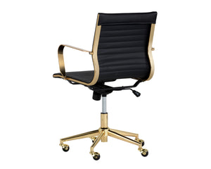 Sunpan Jessica Office Chair - Glamorous Faux Leather Design with Polished Gold Frame for Stylish Mobility Black