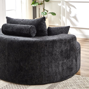 English Elm 55'l Chenille Lounge Chair Fluffy Pillow Back Sleeper for Living Room or Bedroom W834P431153