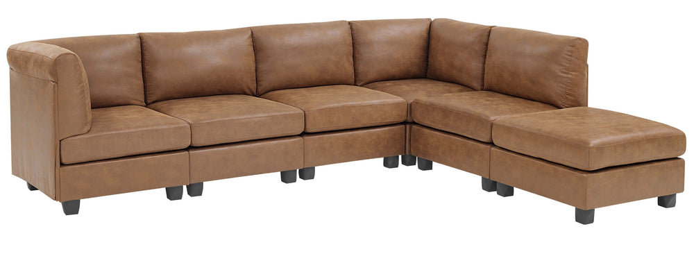 English Elm Faux Leather Modular Sectional Sofa Reconfigurable Pu Upholstery Living Room B2748S00046