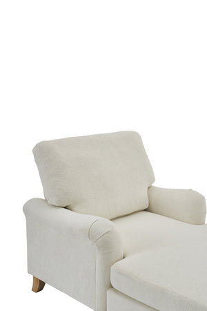 English Elm Modern Mid-Century Oversized Chaise Lounger Sofa Bed with Solid Wood Legs, Deep Seat Comfort Sleeper White W2363S00071