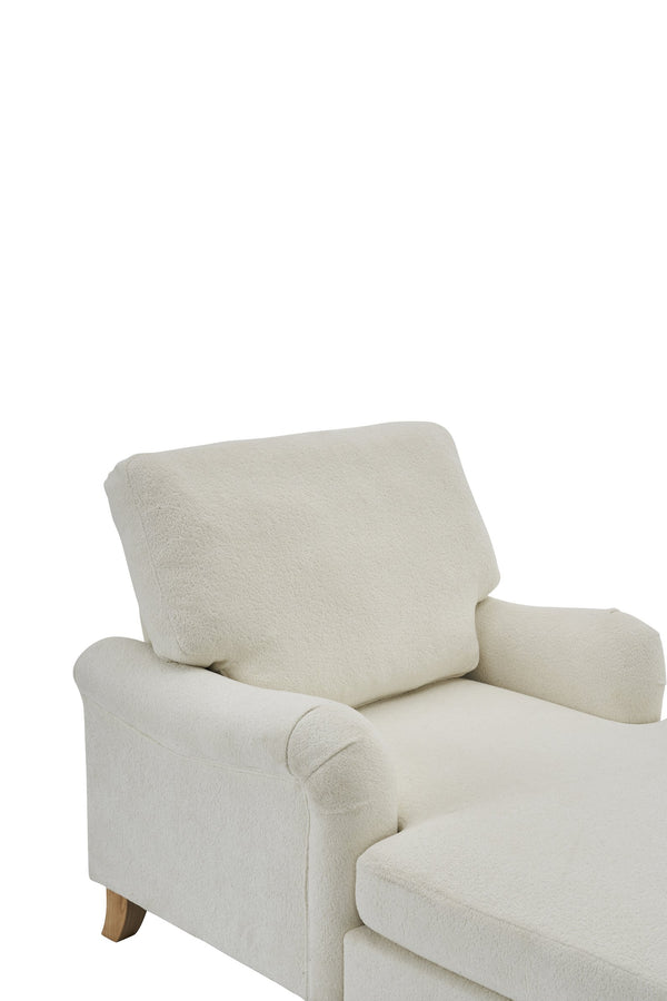 English Elm Modern Mid-Century Oversized Chaise Lounger Sofa Bed with Solid Wood Legs, Deep Seat Comfort Sleeper White W2363S00071