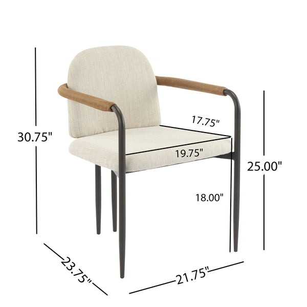 English Elm Christopher Knight Home® - Dinning modern iron-frame dining chair set of 2 with durable fabric seats, compact, stylish and sturdy Beige,Espresso N771P247180M
