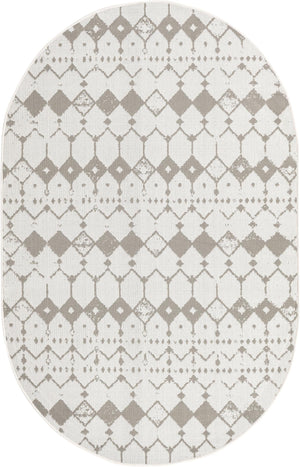 Unique Loom Outdoor Trellis Cardak Machine Made Geometric Rug Ivory and Gray, Gray 5' 3" x 8' 0"
