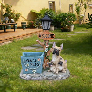 English Elm Labrador Solar Garden Statue with Led Glow and Built-in Succulent Planter Basin W5398P464246