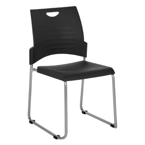 OSP Home Furnishings Sled Base Stackable Commercial Chair with Polyurethane Seat for Office or Classroom Use Black STC8302C28-3