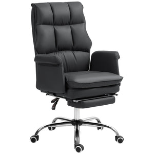 English Elm Homcom Ergonomic Executive Office Chair With Footrest, Reclining Pu Leather Design For Ultimate Comfort W2225P250008