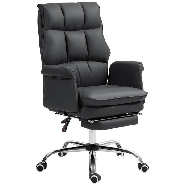 English Elm Homcom Ergonomic Executive Office Chair With Footrest, Reclining Pu Leather Design For Ultimate Comfort W2225P250008