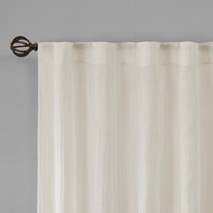 English Elm Solid Crushed Curtain Panel Pair - Elegant Sheer Window Treatments, Versatile Hanging Options, 2 Pcs B03598153-GIGA