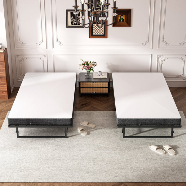 English Elm Portable Rollaway Guest Bed with Memory Foam Mattress Steel Frame and Storage Wheels T3210P471560