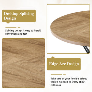 English Elm A Round Marble Patterned Mdf Dining Table with Matte Hourglass Base Seats Six Black,Wood W1151P434790