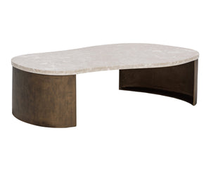 Sunpan NAFISA Coffee Table – Elegant Marble Top & Sculptural Aluminum Base for Modern Living Spaces 112397