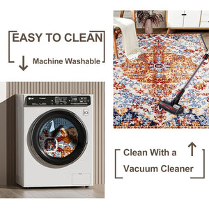 English Elm Area Rug 8X10 Vintage Bohemian Persian Floral Design - Non-Slip, Washable, Perfect For Any Room W2907P265135