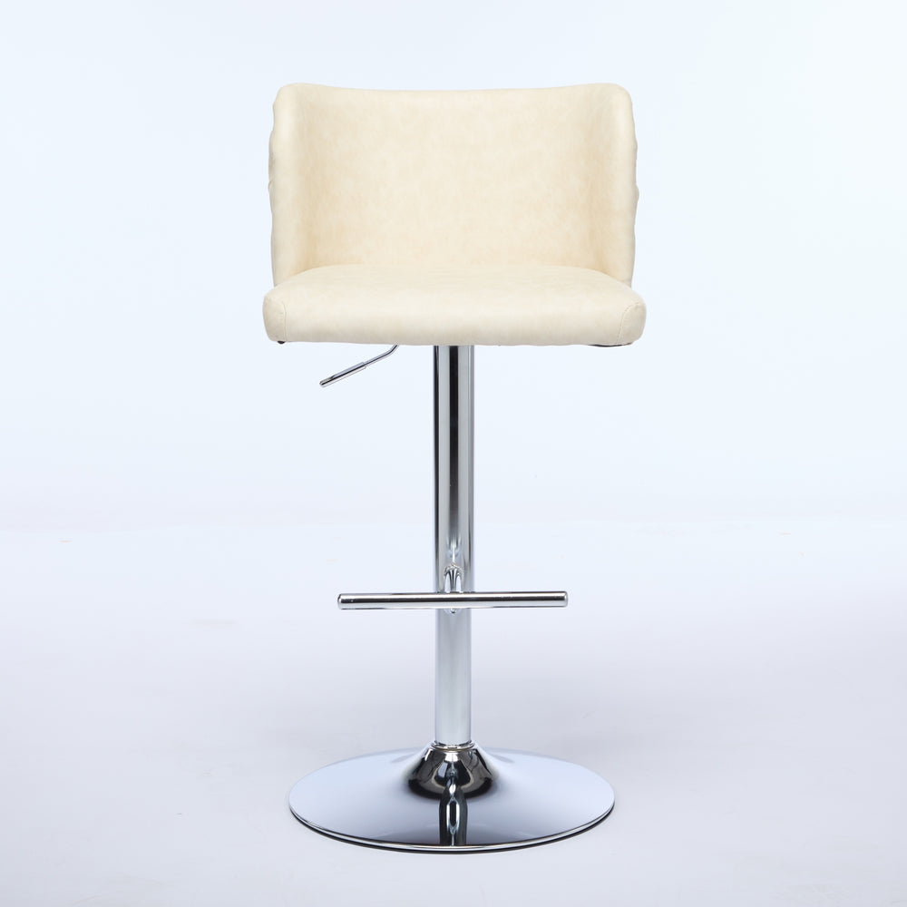 English Elm A&A Modern Swivel Barstools Set Of 2 - Adjustable Height, Chrome Base, Ergonomic Pu Upholstered Comfort W1143P193492