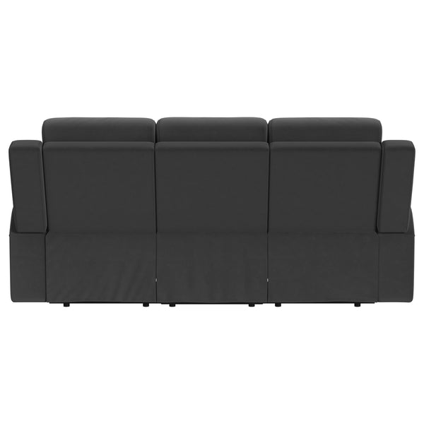 English Elm Slater Manual Reclining Sofa with Channel Tufted Back and Suede Leatherette Upholstery Charcoal B062P440397