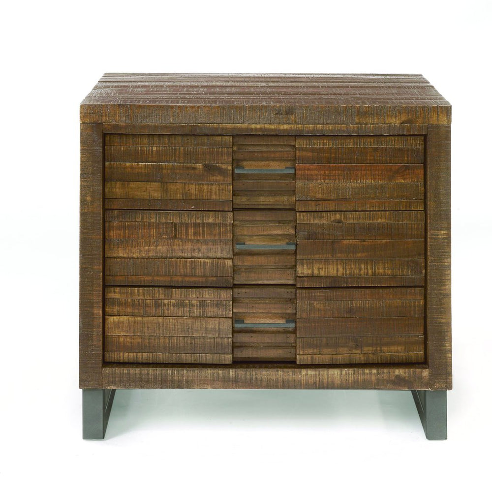 English Elm Andria Reclaimed Oak Finish Nightstand with 3 Soft-Glide Drawers, Felt-Lined Top & Nickel Legs B2726P257350