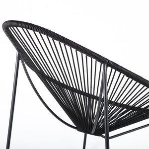 English Elm Lirren Steel Papasan Lounge Chair with Woven Rope Seat, Indoor/Outdoor Durable Design, No Assembly Required Black B2736P354306