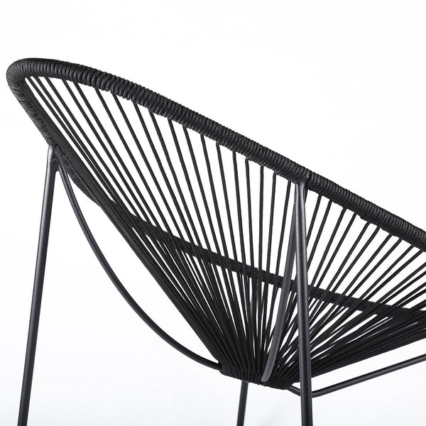 English Elm Lirren Steel Papasan Lounge Chair with Woven Rope Seat, Indoor/Outdoor Durable Design, No Assembly Required Black B2736P354306