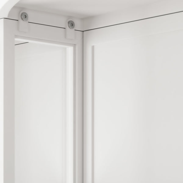 English Elm 23.62" Iron Arched Glass Wardrobe with Shatterproof Mirror, Double-Layer Storage & Towel Rack W757P314595