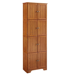 English Elm 72.4" Tall Storage Cabinet with 8 Doors and 4 Shelves, Smooth Surface, Vintage Handles, Sturdy Base and Hinge Oak W2275P269080