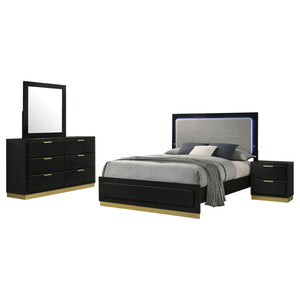 English Elm Sophia Black 4-Piece Eastern King Bedroom Set: Luxurious Comfort, Smart Storage & Modern Elegance B062S01075-GIGA