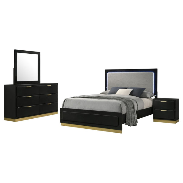 English Elm Sophia Black 4-Piece Eastern King Bedroom Set: Luxurious Comfort, Smart Storage & Modern Elegance B062S01075-GIGA