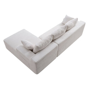 English Elm 106.3" Jumbo Corduroy L-shaped Sectional Deep Seat Sofa No Assembly Modern Living W5515S00040