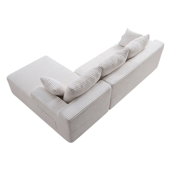 English Elm 106.3" Jumbo Corduroy L-shaped Sectional Deep Seat Sofa No Assembly Modern Living W5515S00040