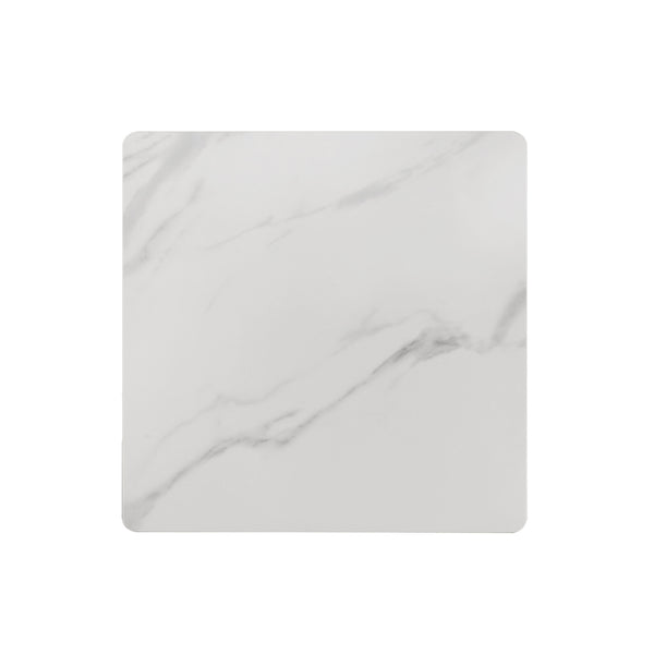 English Elm Contemporary sleek coffee table with sintered stone-look marble top, tapered legs and silver caps for modern elegance and durability Black,White 27 L x 27 W x 8 H B2741P402006